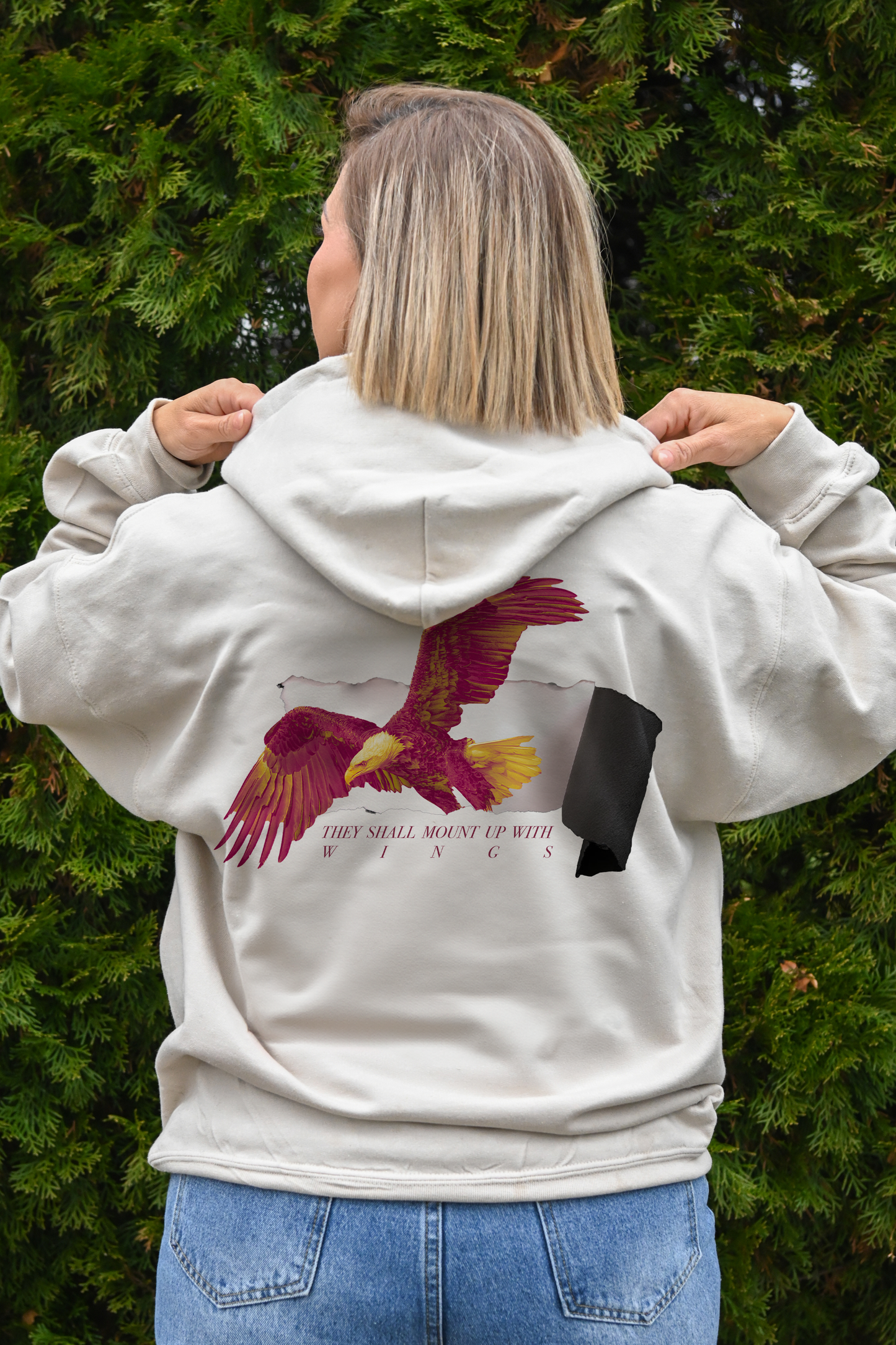 #116 Eagle Back Design Hooded Sweatshirt