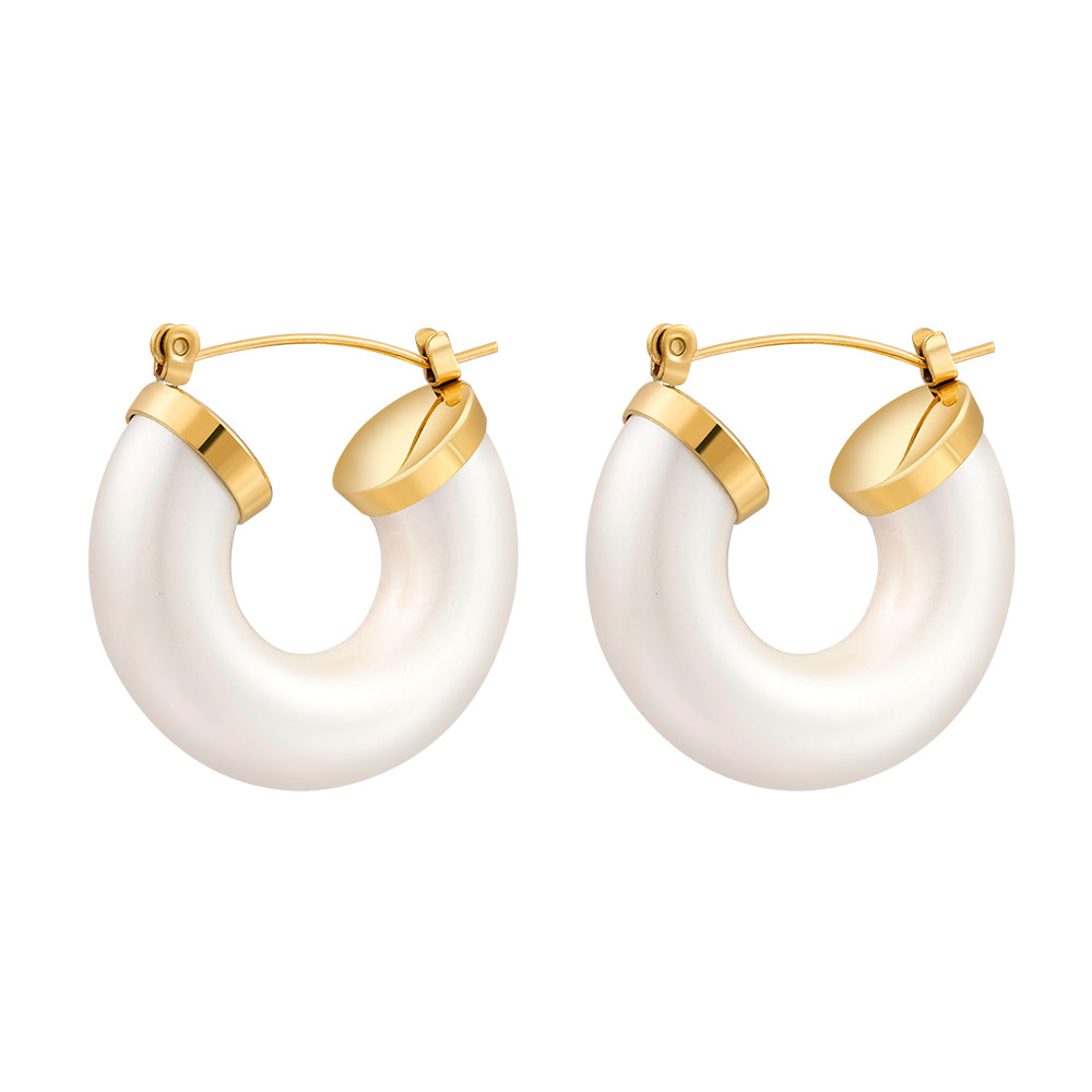 Ivory Curve Hoop Earrings