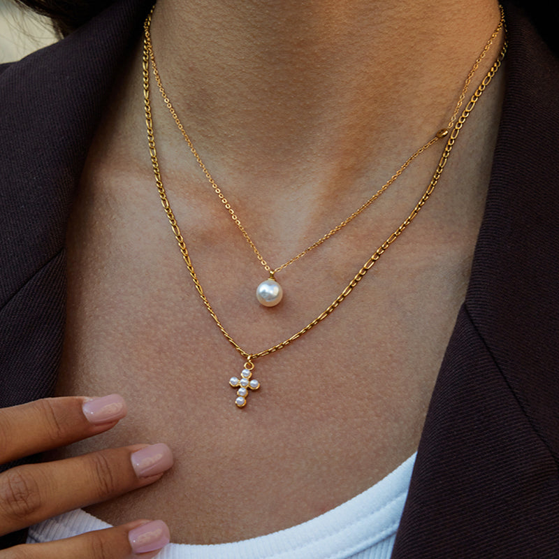 Faith Pearl Cross Necklace