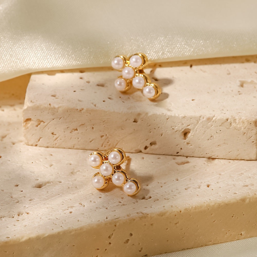 Faith Pearl Cross Earrings
