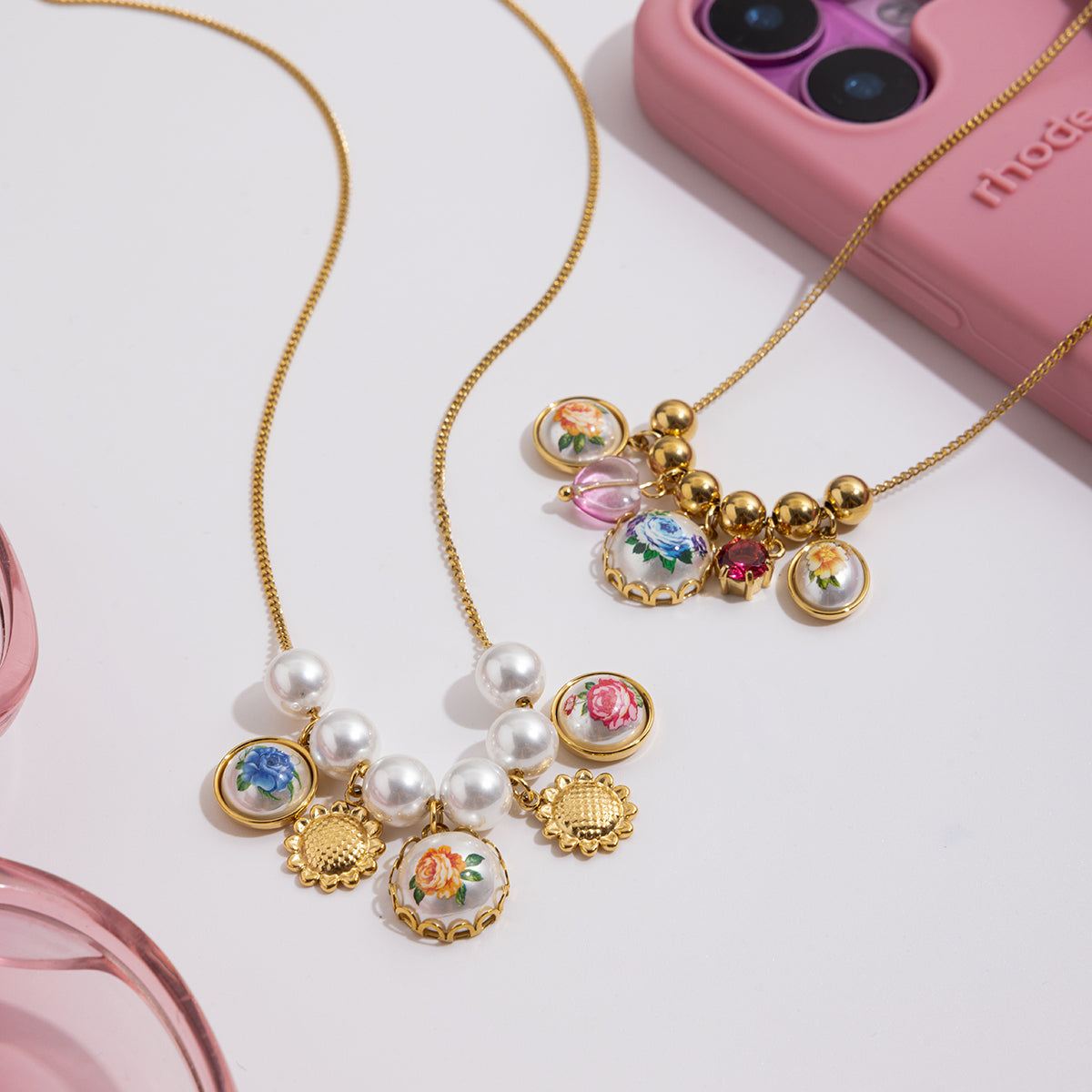 Golden Bloom Charm Necklace