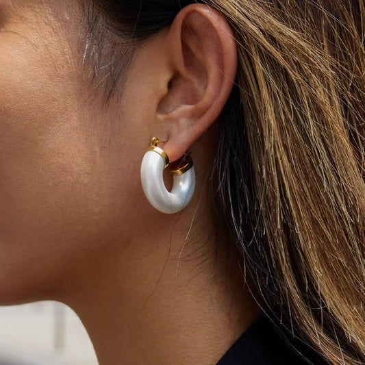 Ivory Curve Hoop Earrings