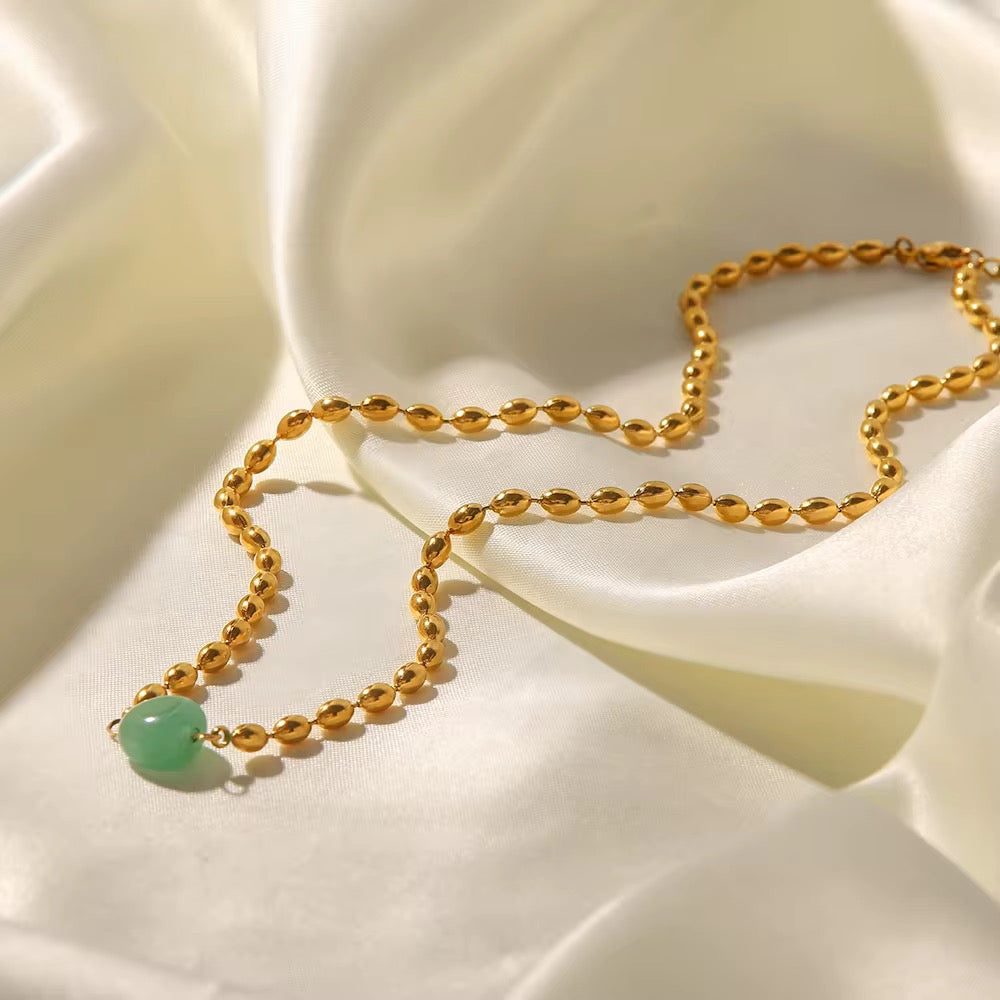 Green Promise Bead Chain Necklace