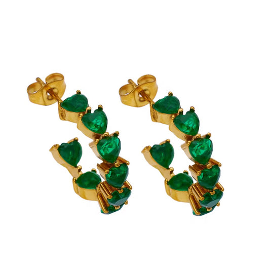 Emerald Heart Climber Earrings