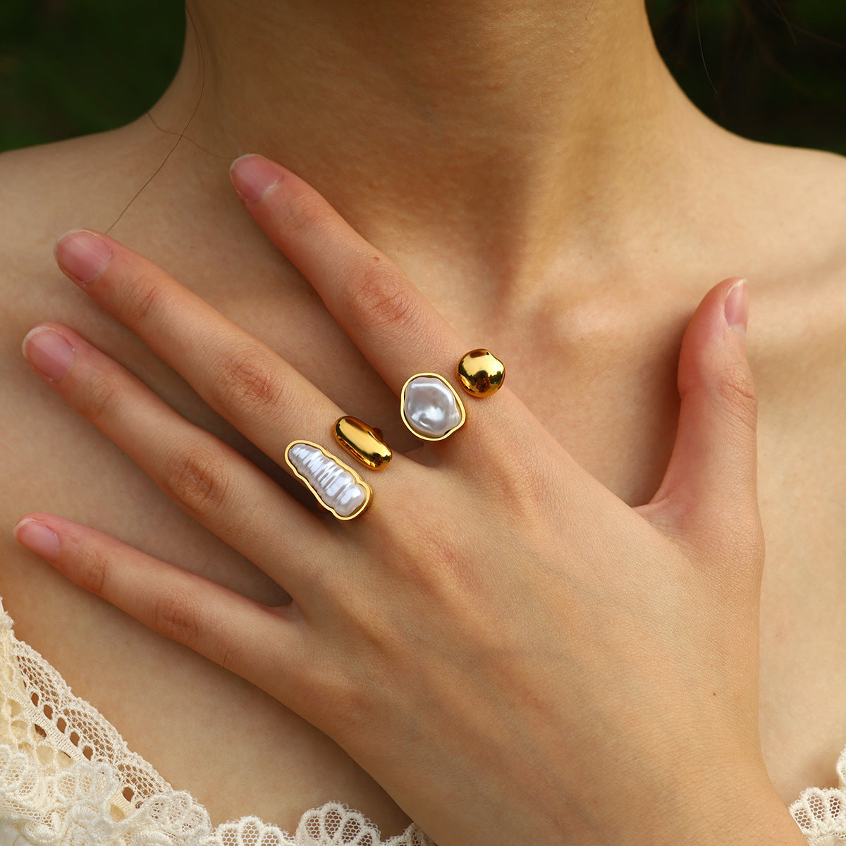 Pearl Embrace Open Ring