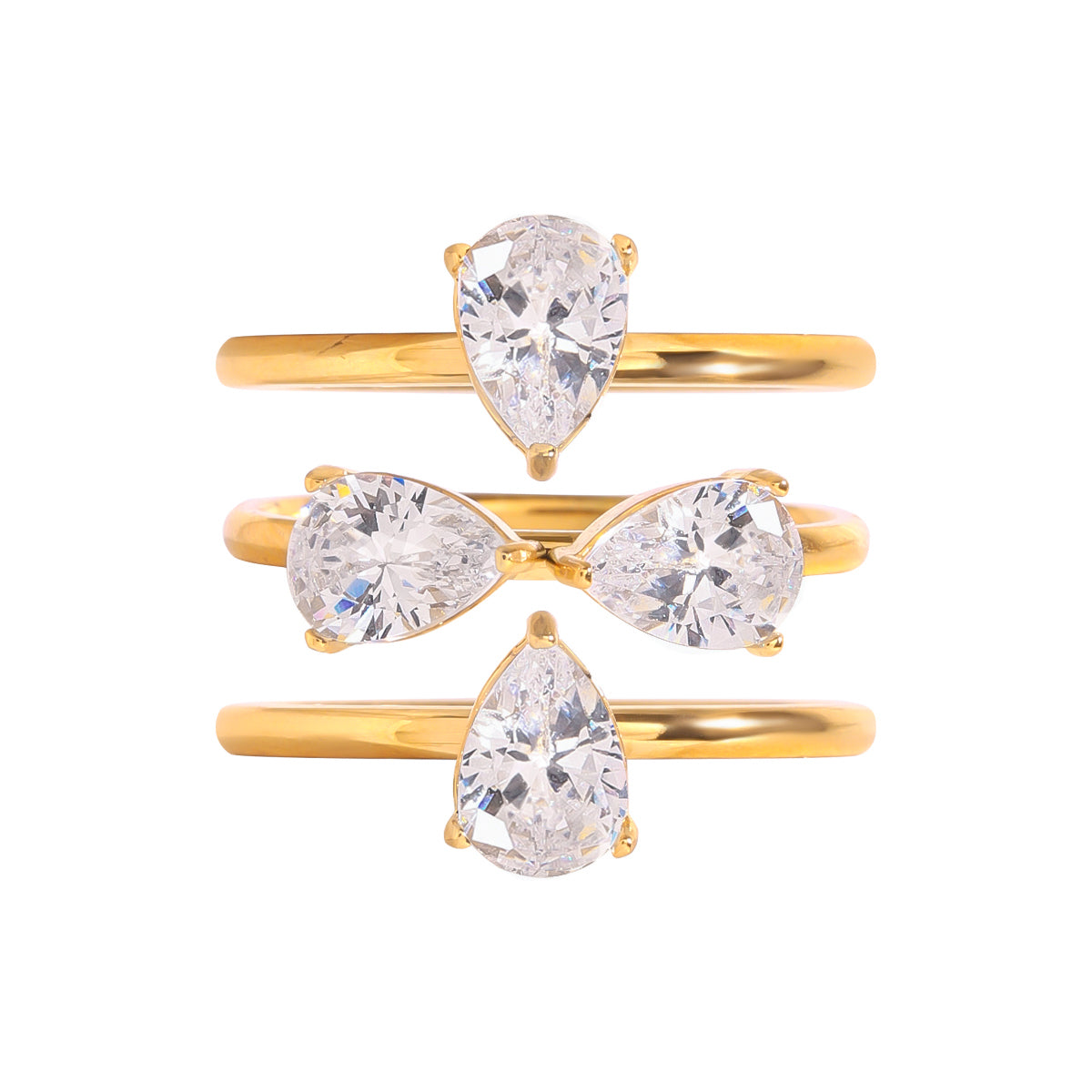 Tiferet Teardrop Ring Set