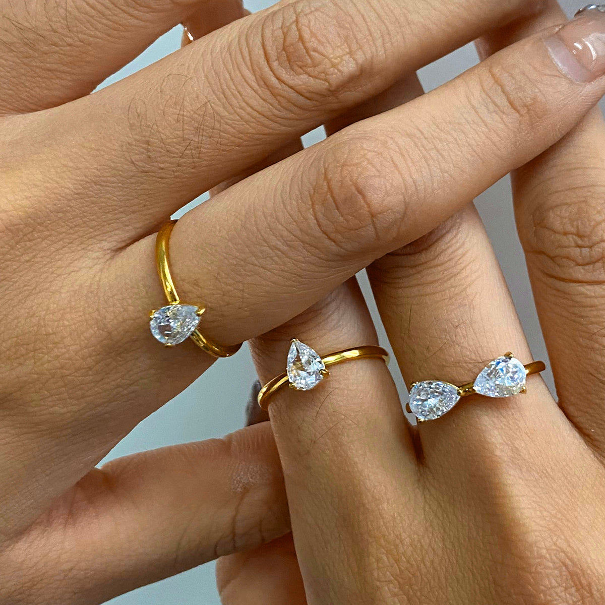 Tiferet Teardrop Ring Set